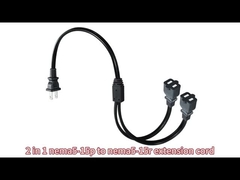 NEMA 1-15P à 1-15R câble de prolongation à deux branches