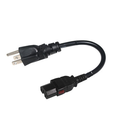Nous verrouiller le connecteur à l'IEC C15 ordinateur de bureau câble d'alimentation 16AWG- 18AWG
