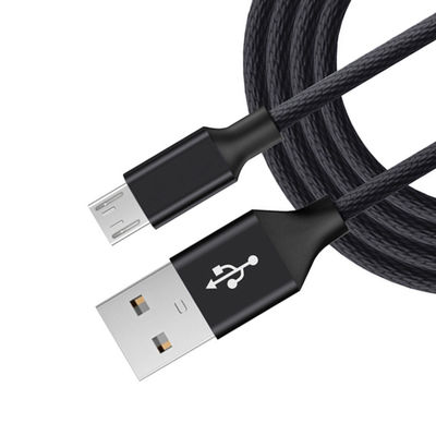 Cable de données Micro USB noir original en nylon tressé pour téléphone portable MP3
