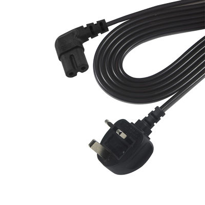 BS Computer câble AC à angle droit C7 Standard Extension 3 fil 10A 250V British Cord de puissance avec un gilet en PVC et le type de fin féminin IEC