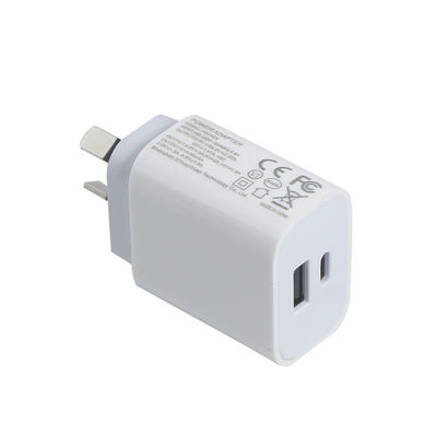 Chargeur murale à double port AU 2-Pin 20W USB-C et USB-A Adapteur de puissance de charge rapide pour téléphone, tablette, appareil photo, utilisation en voyage