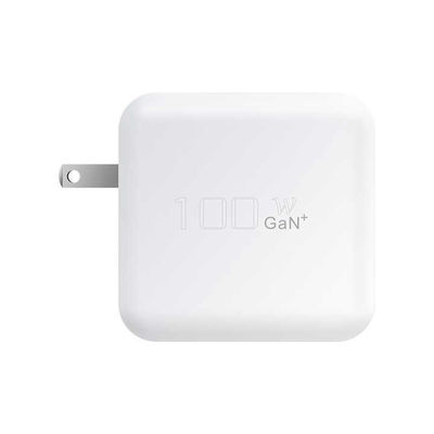 US Plug 100W chargeur mural USB-C Adapteur haute puissance à 2 broches pour ordinateur portable, tablette, téléphone, appareils de type C (100 ‰ 240V d'entrée)