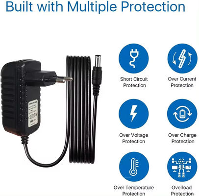 Adaptateur d'alimentation électrique noir DC 12V 0.5A 1A 1.5A 2A 2.5A 3A Pour la caméra IP Cctv Chargement AC à DC Adaptateur DC 5.5Mm Jack