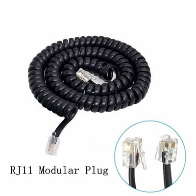 RJ9 RJ11 RJ12 ligne téléphonique noire câble câble téléphonique spirale 24AWG 350MHz