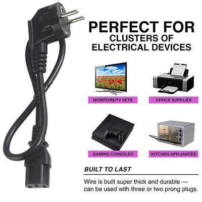 2 broches de câble électrique à courant alternatif Les câbles électriques européens avec connecteur IEC C13 en PVC