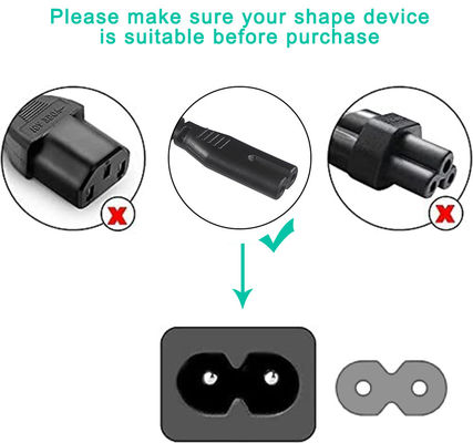 Cordon d'alimentation électrique pour ordinateur portable homologué VDE avec prise EU 2PIN et CEI C7 C8