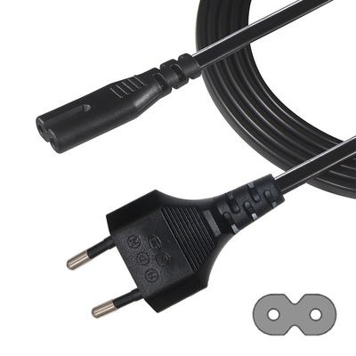 Cordon d'alimentation électrique pour ordinateur portable homologué VDE avec prise EU 2PIN et CEI C7 C8