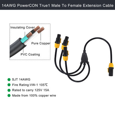 True1 mâle à 3 femelles Y Splitter PowerCON câble 1m-10m