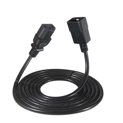 10A IEC C20 à C13 Corde électrique de l'extrémité féminine VDE 2 ft Corde d'extension noire