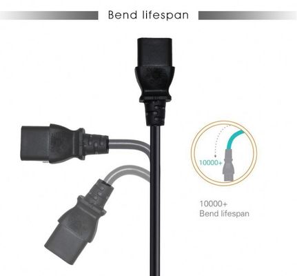 10A IEC C20 à C13 Corde électrique de l'extrémité féminine VDE 2 ft Corde d'extension noire