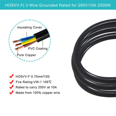 240V 3 Prong Cordon électrique IEC 320 C14 pour une connexion télévisée en Australie