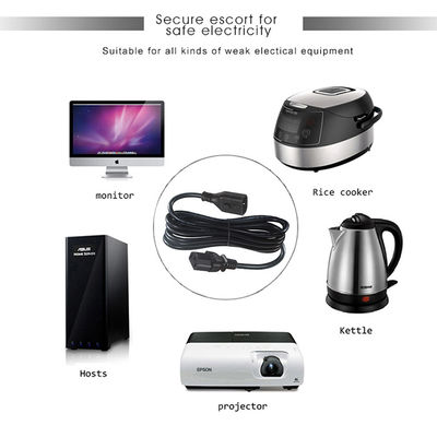 Corde d'alimentation IEC C14 à C13 1.5M 250V 16A pour serveurs informatiques