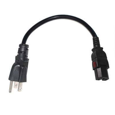 Nous verrouiller le connecteur à l'IEC C15 ordinateur de bureau câble d'alimentation 16AWG- 18AWG