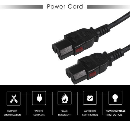 Nous verrouiller le connecteur à l'IEC C15 ordinateur de bureau câble d'alimentation 16AWG- 18AWG