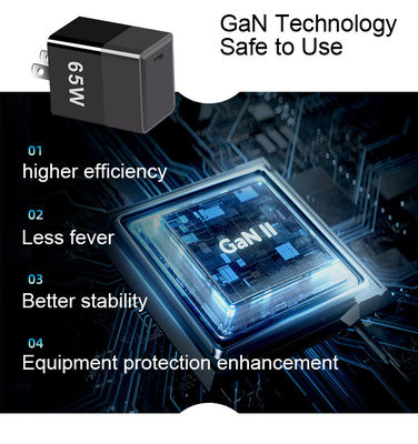 Protection contre les courts-circuits Chargeur GaN 65W avec QC4.0 PD et ports USB C EU/US/UK