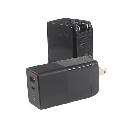 Chargement portable 65W 2 ports petit chargeur rapide PD avec GaN Nitrure de gallium