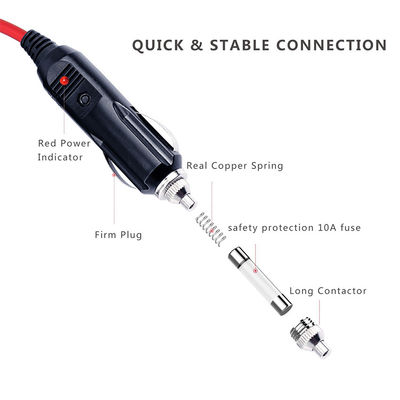 1M Spt-2 12V 24V câble d'alimentation solaire allume-cigare pour voiture Adaptateur mâle à 2 bornes