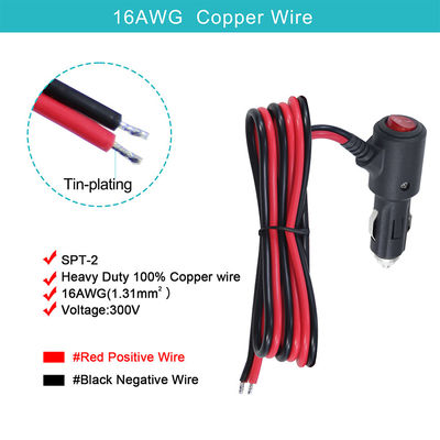 12V allume-cigarettes de voiture prise mâle avec interrupteur d'allumage 18AWG câble