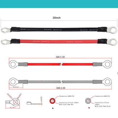 14AWG personnalisé batterie de voiture chargeur câble d'extension fil O terminal d'anneau