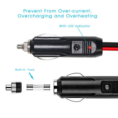 Câble d'extension allume-cigare de voiture 24V, prise mâle vers femelle, 18AWG
