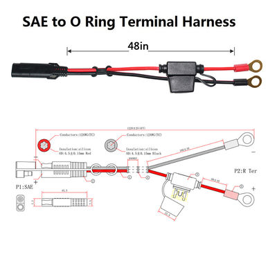 2468 20AWG SAE câble d'extension à 2 broches avec éclaboussures de fil de fer sur mesure