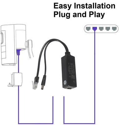 Adaptateur de séparateur PoE de 1 Gbps Gigabit 12V 3A pour le port d'accessoire de la caméra IP