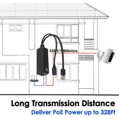 IEEE802.3af RJ45 TYPE-C câble 12v 24v 48v POE séparateur d'alimentation sur adaptateur Ethernet
