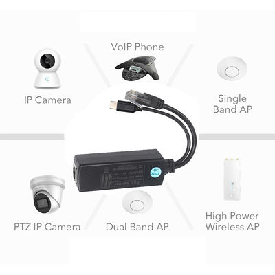 IEEE802.3af RJ45 TYPE-C câble 12v 24v 48v POE séparateur d'alimentation sur adaptateur Ethernet