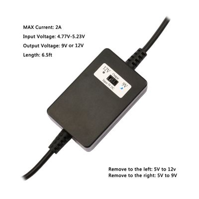 Courant de sortie 2A 1,5m USB A mâle à DC5521 Convertisseur 12V CC à 5V/9V/12V câble step up
