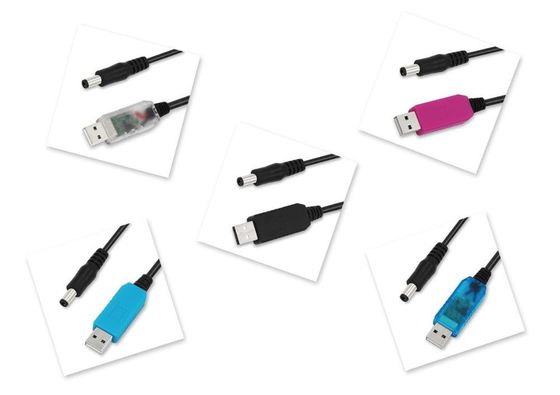 Connecteur USB 2.0 à courant continu Jack mâle Buck courant continu 5V à 12V Step Up Converter Cable Set Type standard Blanc/Noir