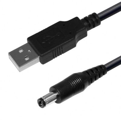 Câble USB A mâle vers connecteur barillet DC5521 1m Noir