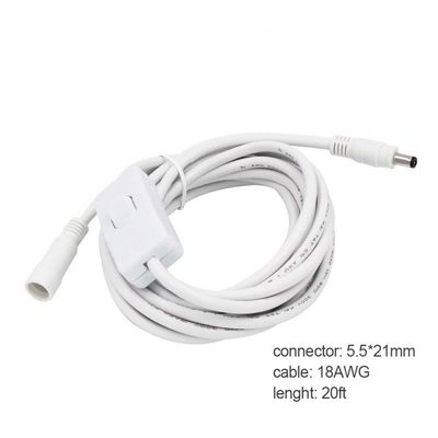 Cable d'extension 12V CC 5,5x2,5 mm de sexe masculin à féminin avec commutateur 120 cm