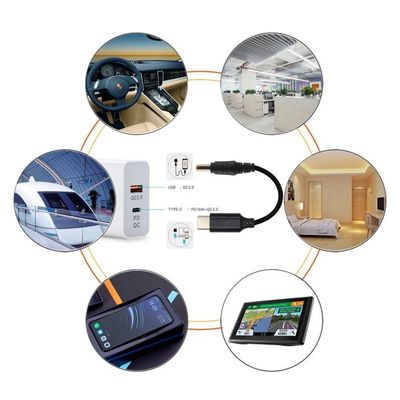 Chargement par câble USB C à DC 5521 pour moniteurs d'ordinateurs portables