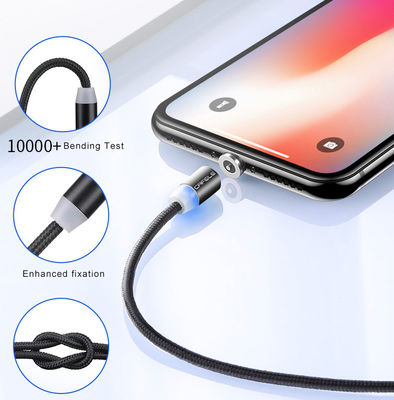Type USB Micro-USB 360 degré 3 en 1 câble d'adaptateur magnétique LED USB pour une charge rapide