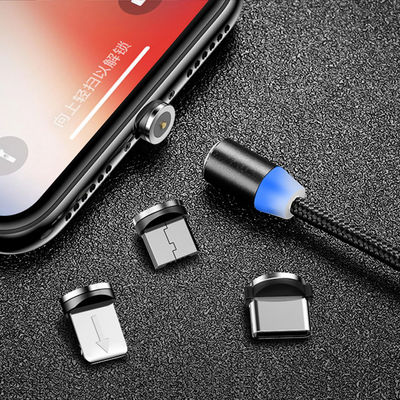 Type USB Micro-USB 360 degré 3 en 1 câble d'adaptateur magnétique LED USB pour une charge rapide