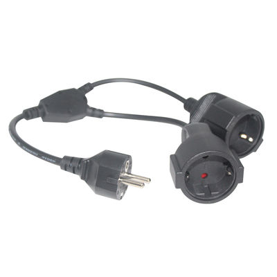 6 pieds noir cee/7 EU AC Cable de puissance 3Pin Splitter Cable 1 à double féminin type Y Split Lead