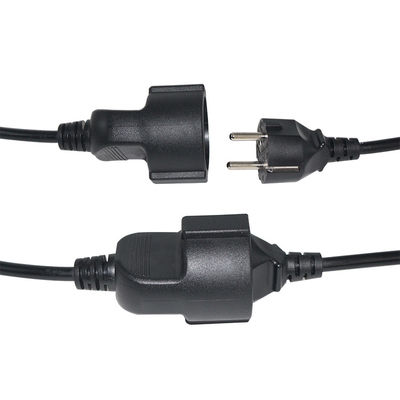 6 pieds noir cee/7 EU AC Cable de puissance 3Pin Splitter Cable 1 à double féminin type Y Split Lead