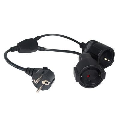 6 pieds noir cee/7 EU AC Cable de puissance 3Pin Splitter Cable 1 à double féminin type Y Split Lead