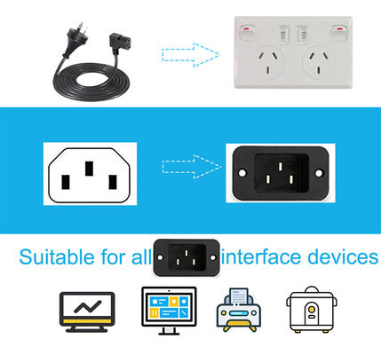 90 degrés angle droit C13 à SAA 3Pin câble d'alimentation H05VV-F 3G * 0,75 mm2 1,2 M pour le moniteur de PC