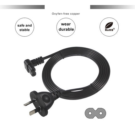2m SAA Iec Plug H03vvh2f 2X075mm2 australien à 2 broches Figure 8 Ac Cable End Angle d'extension C7 Corde d'alimentation du connecteur