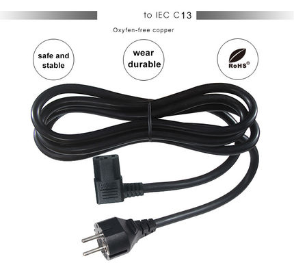 CEE7-7 à angle droit C13 câble d'alimentation 1,8 m PVC HO5VV-F3G