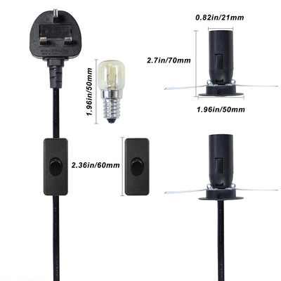 Cordon d'alimentation pour lampe de sel E14 avec prise britannique, interrupteur 303, 1,2 m