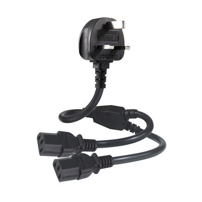 Cordon d'alimentation en Y séparateur UK BS1363 vers double IEC C13 1-7M
