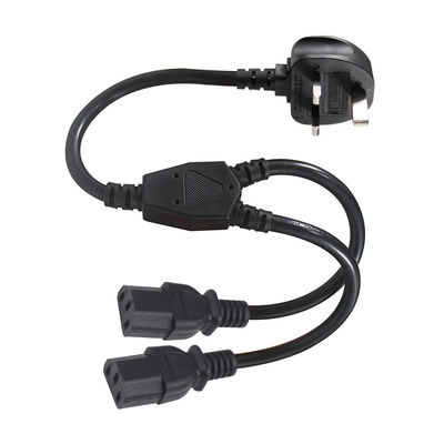 Cordon d'alimentation en Y séparateur UK BS1363 vers double IEC C13 1-7M