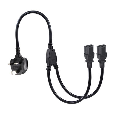 Cordon d'alimentation en Y séparateur UK BS1363 vers double IEC C13 1-7M