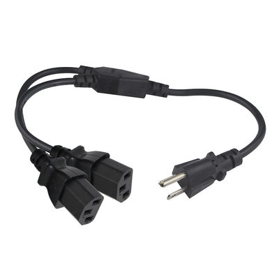 2 sorties Y Splitter câble d'alimentation de l'ordinateur avec prise de courant alternatif Nema 515P standard et entrée C13