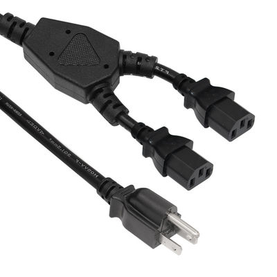2 sorties Y Splitter câble d'alimentation de l'ordinateur avec prise de courant alternatif Nema 515P standard et entrée C13