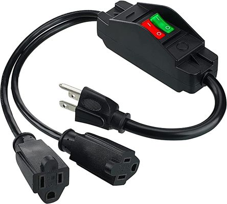 Optionnel 125V 15A NEMA 5-15 Connexion à 515 Double prise US 3Pin Commutateur allumé et éteint Cordon d'extension de courant Y Splitter
