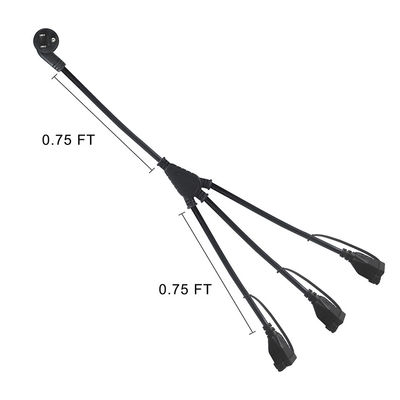 NEMA 5-15P 3x5-15R Y câble électrique de séparation 3FT 16AWG veste en caoutchouc