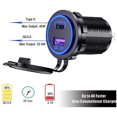 OEM/ODM Bienvenue 5V Pd 45W Qc et chargement USB C Adaptateur de chargeur de voiture pour allume-cigare